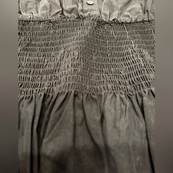 NWT FUTURE COLLECTIVE Collard Long Sleeve Smocked Midi Shirtdress - Sz: XXS - Picture 13 of 16